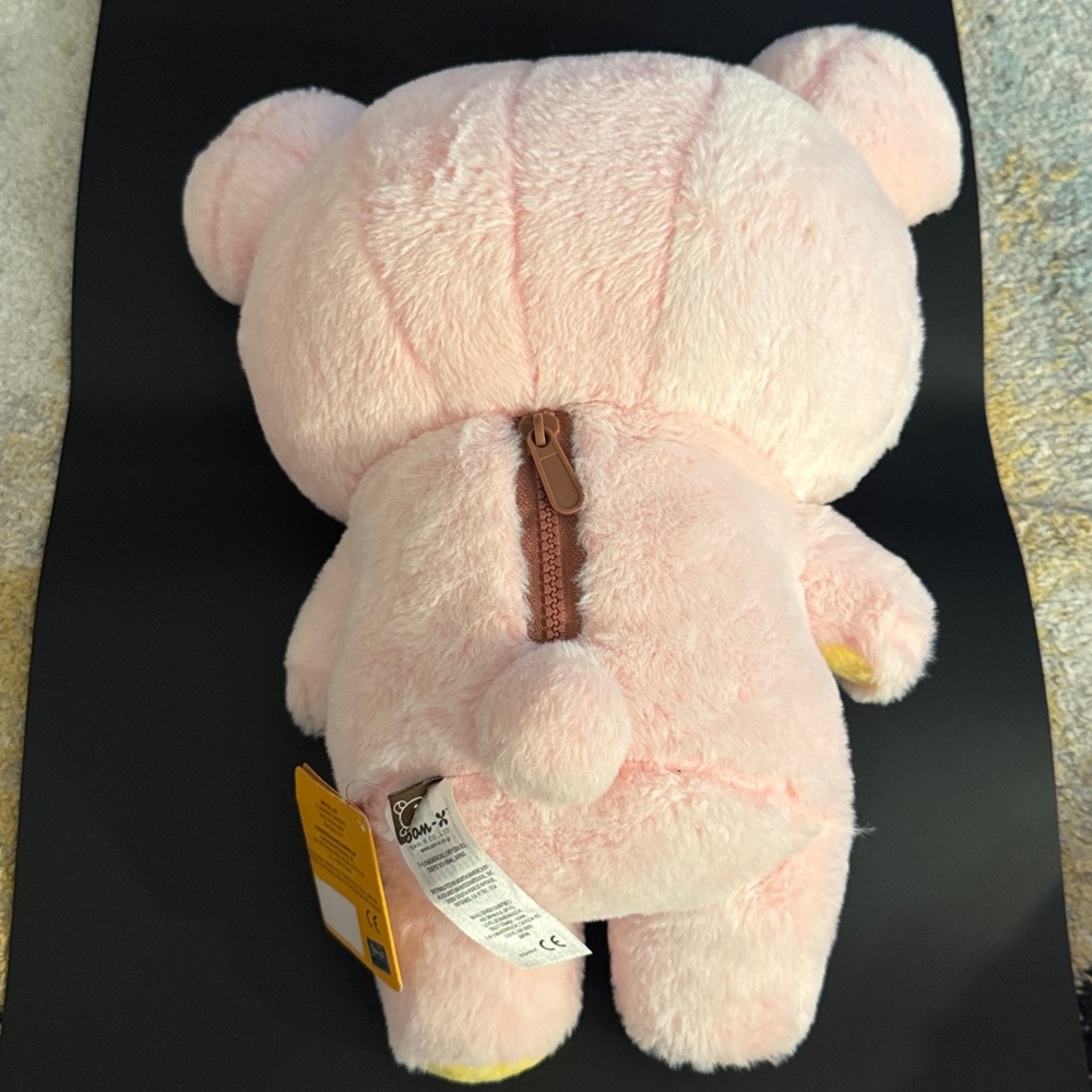 NEW LARGE Jumbo size San X Rilakkuma 16” pink sherbet plush bear w/zipper back - Picture 2 of 3